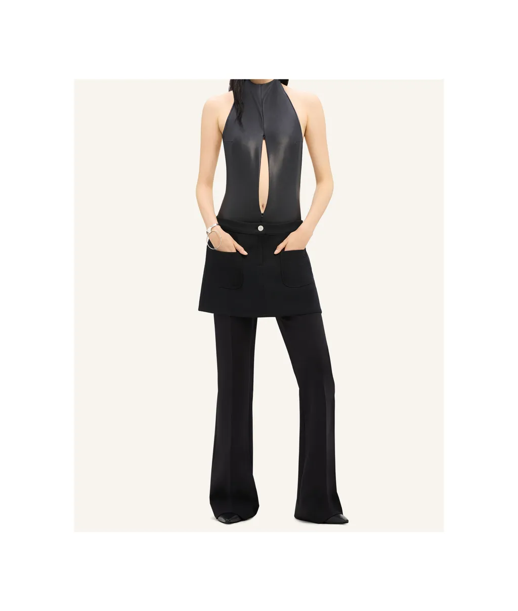 Wool Blend Flared Mid-Rise Pants