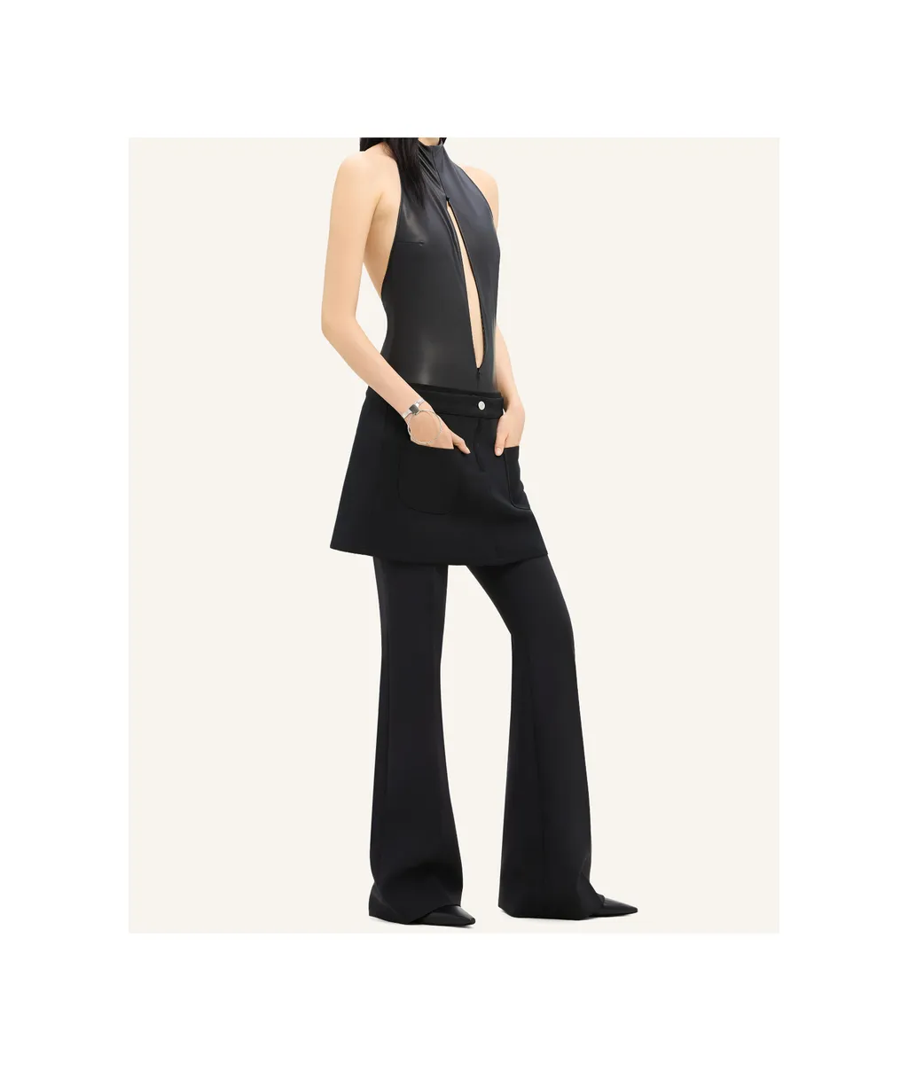 Wool Blend Flared Mid-Rise Pants