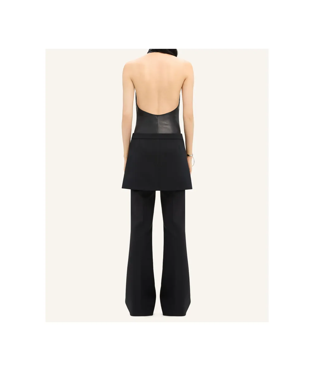 Wool Blend Flared Mid-Rise Pants