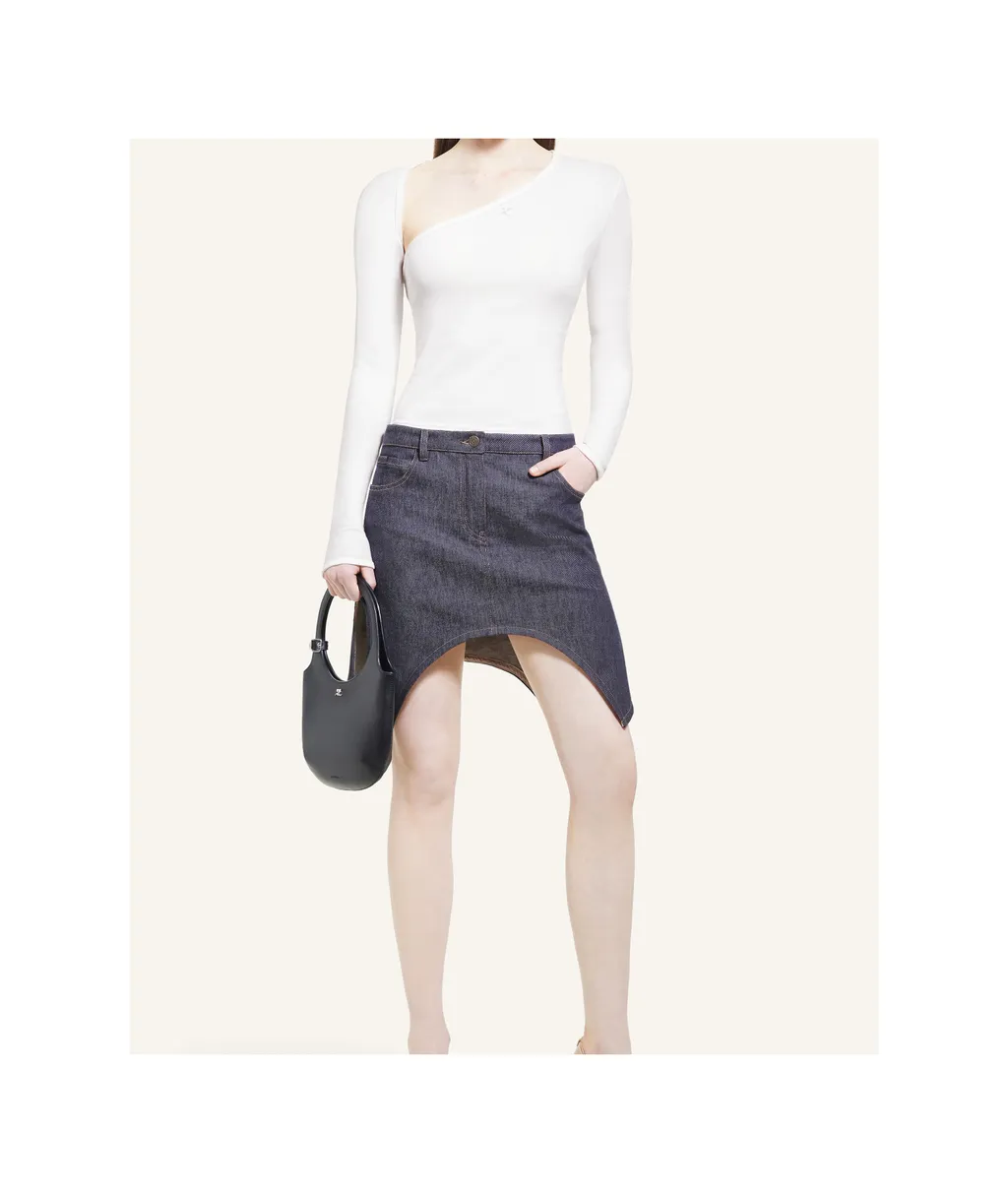 Slash Logo-Embroidered Asymmetric Neck T-Shirt