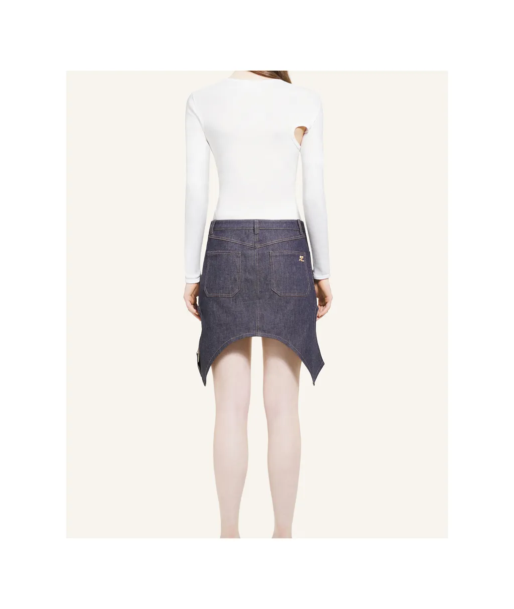Slash Logo-Embroidered Asymmetric Neck T-Shirt