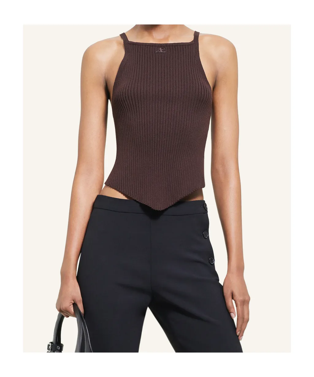 Pointy Ribbed Tank Top