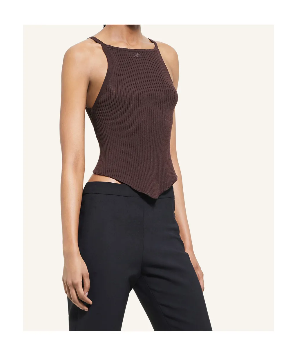 Pointy Ribbed Tank Top