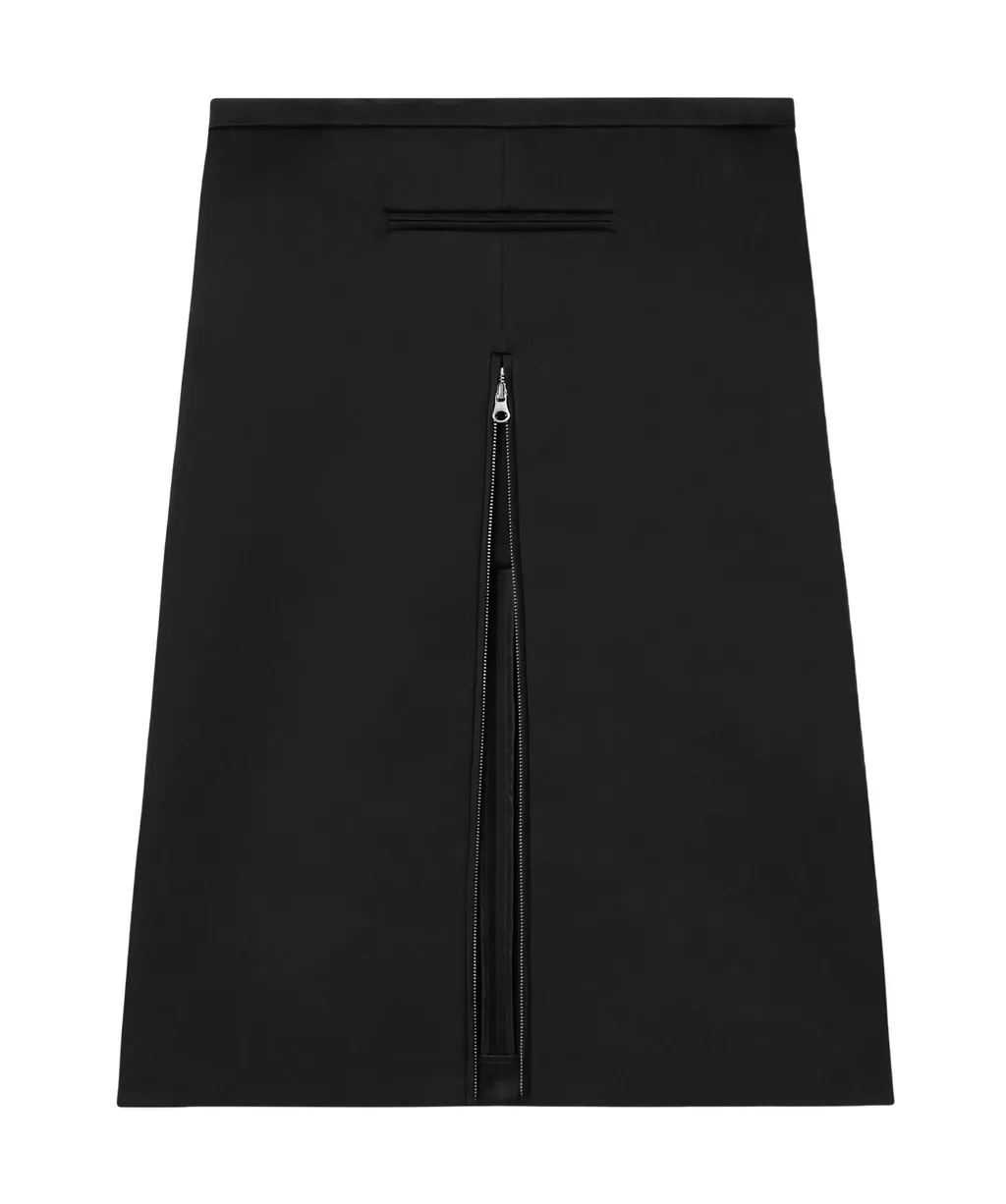 Zip-Detail Satin Midi Skirt