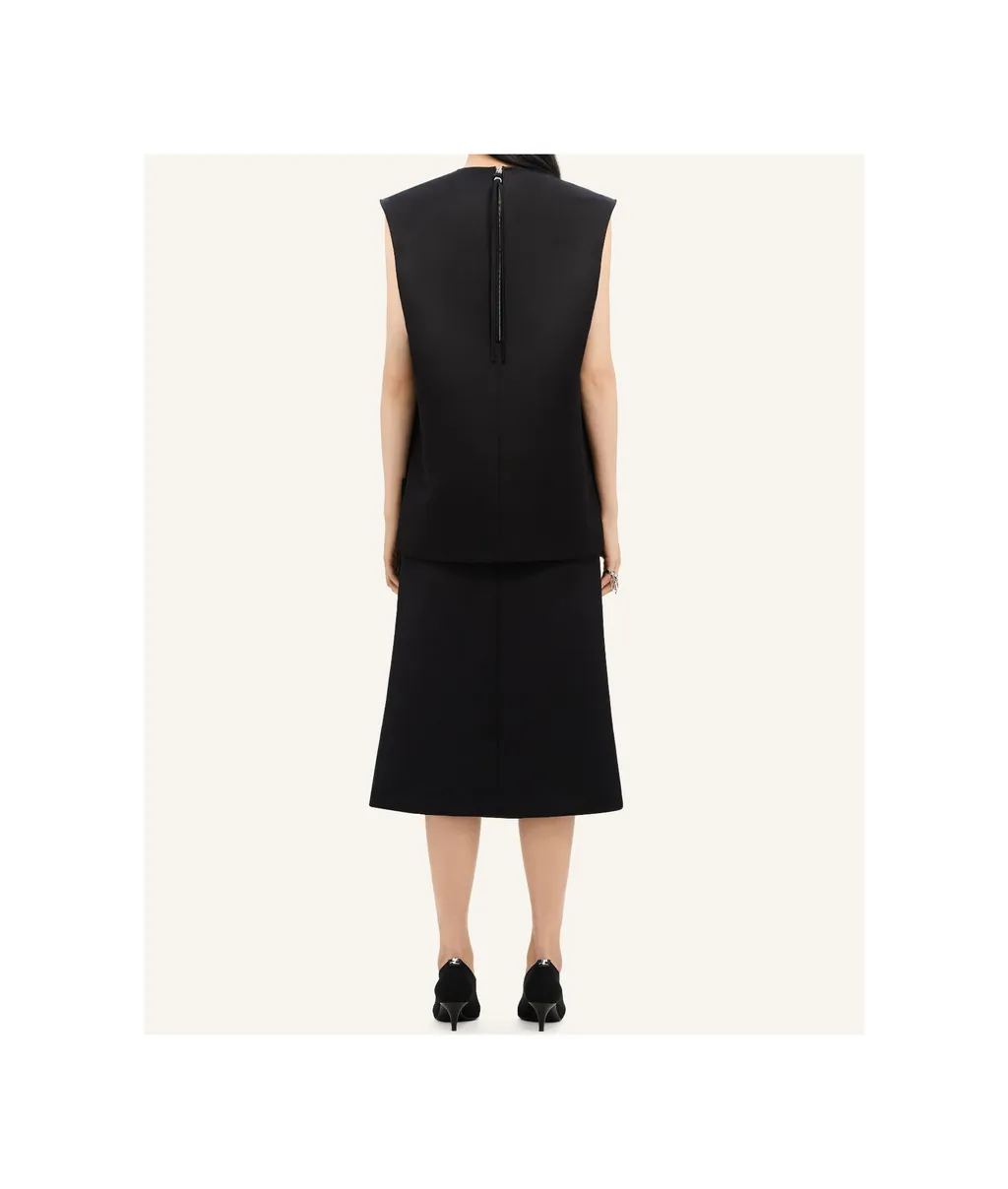 Zip-Detail Satin Midi Skirt