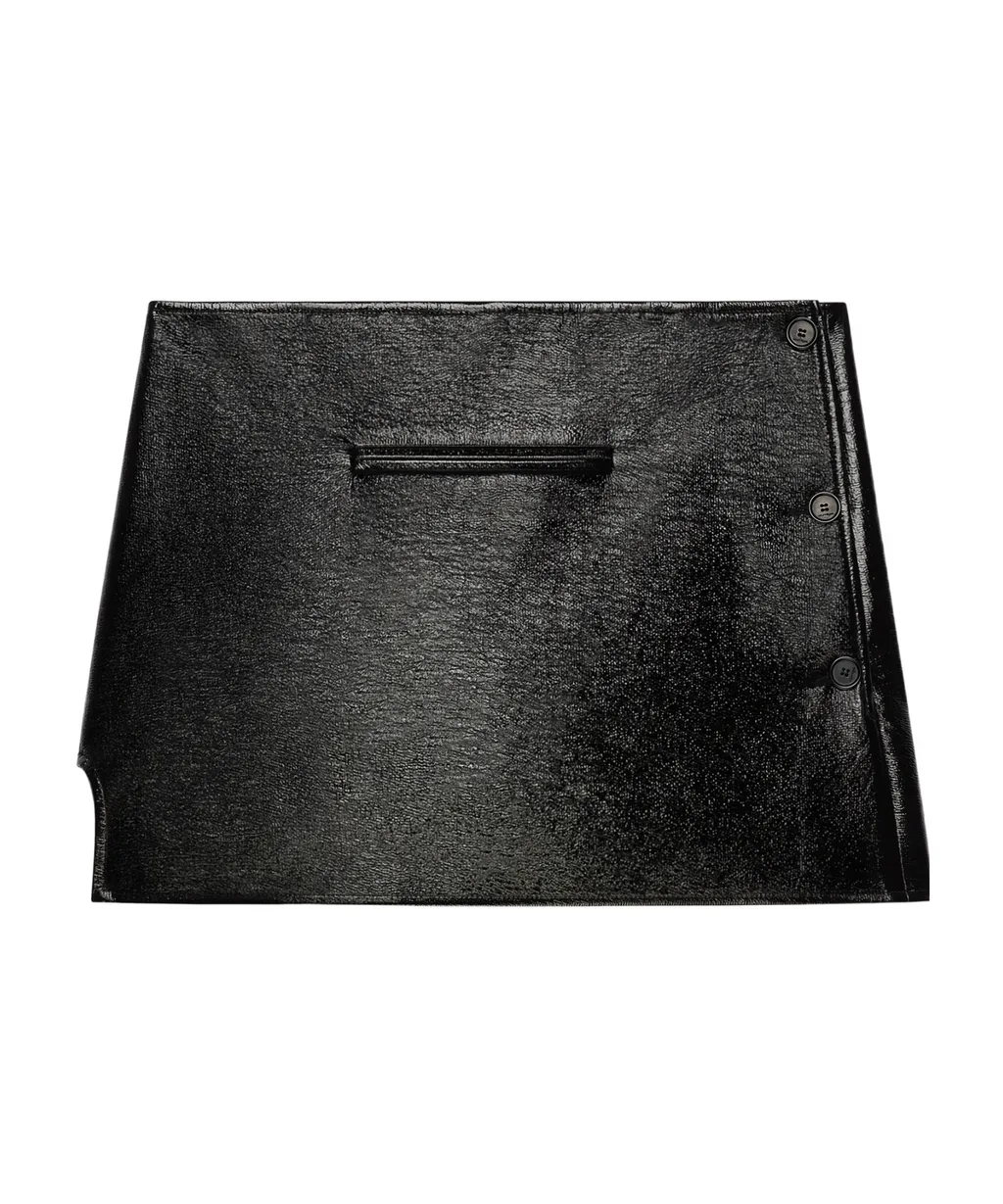 Oblique Vinyl Mini Skirt