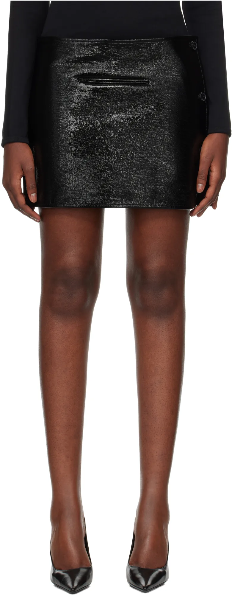 Oblique Vinyl Mini Skirt