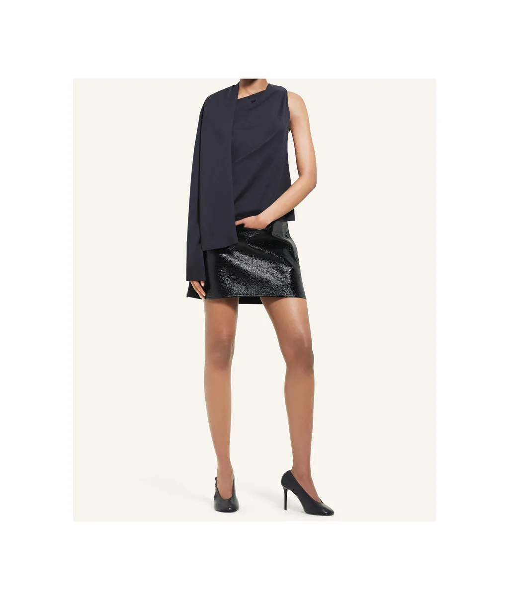 Oblique Vinyl Mini Skirt