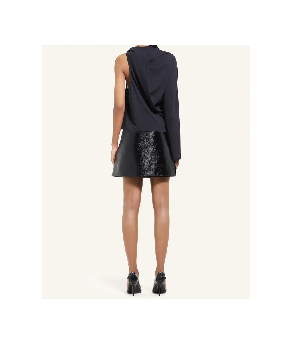 Oblique Vinyl Mini Skirt