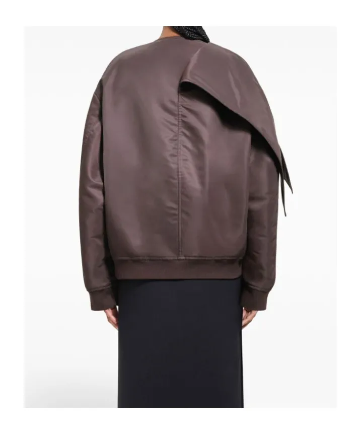 Bow Collar Oversized Bomber Jacket