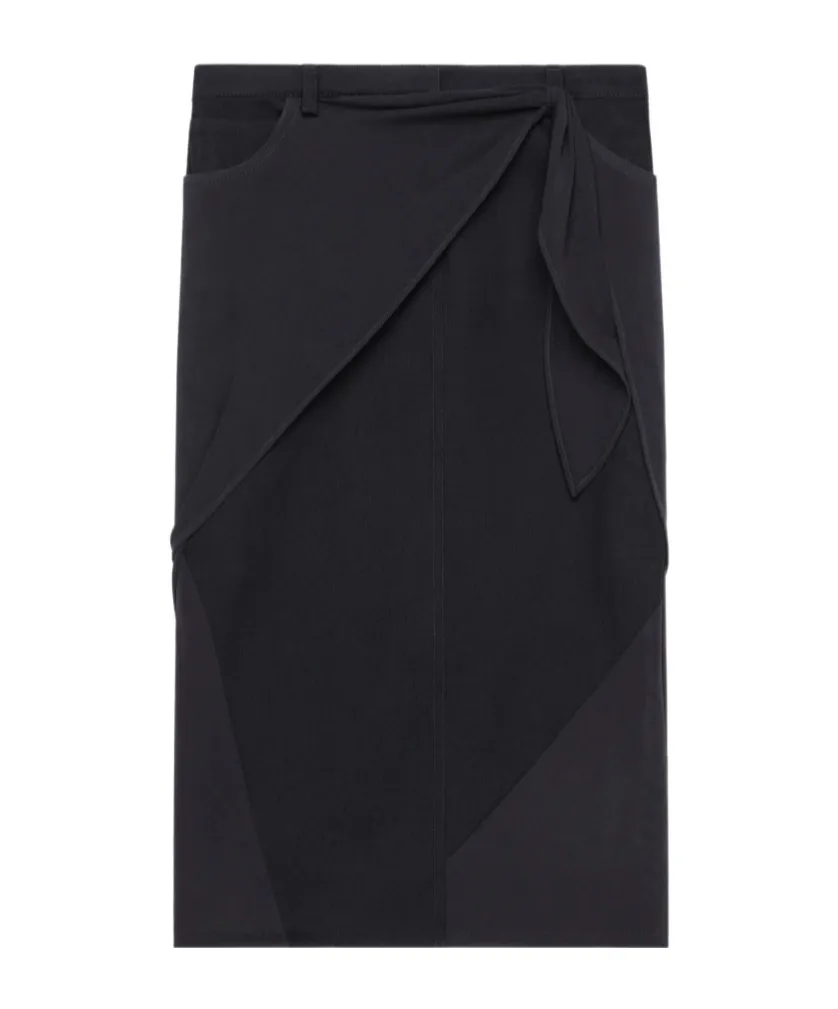 Draped Denim Skirt