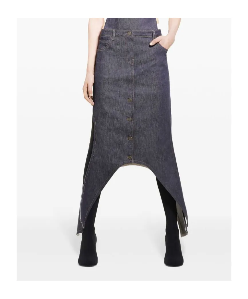 Asymmetric-Hem Denim Skirt