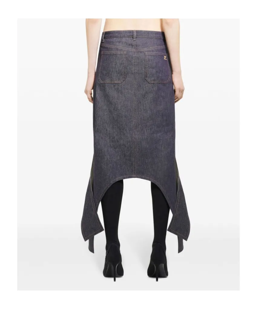 Asymmetric-Hem Denim Skirt