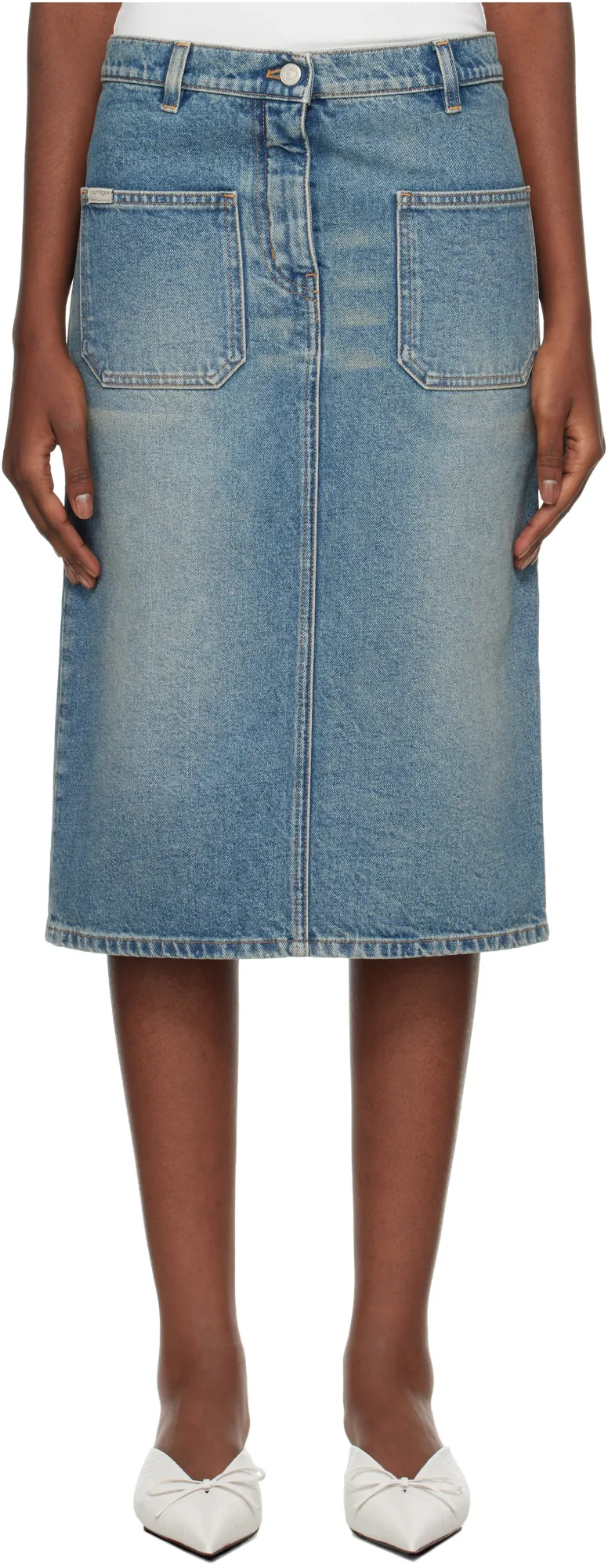 Denim Midi Pencil Skirt
