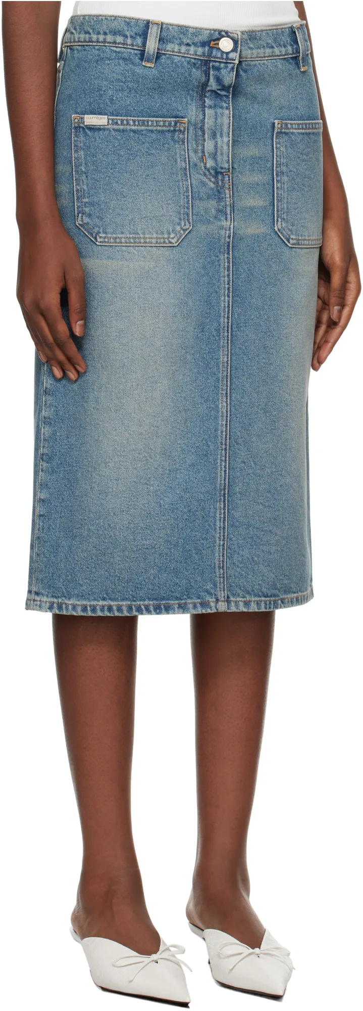 Denim Midi Pencil Skirt