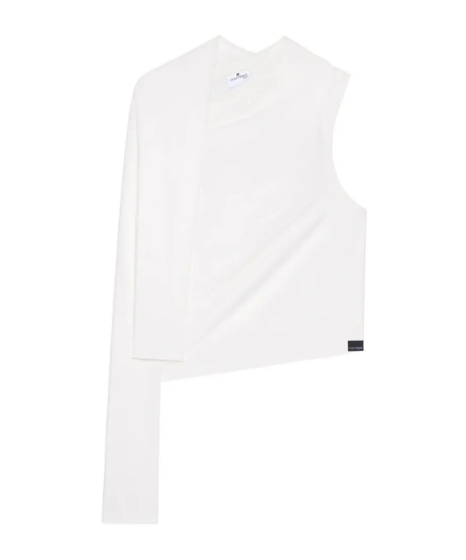 Asymmetric Off-Shoulder Draped T-Shirt