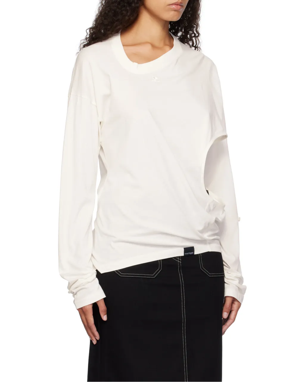 Asymmetric Off-Shoulder Draped T-Shirt