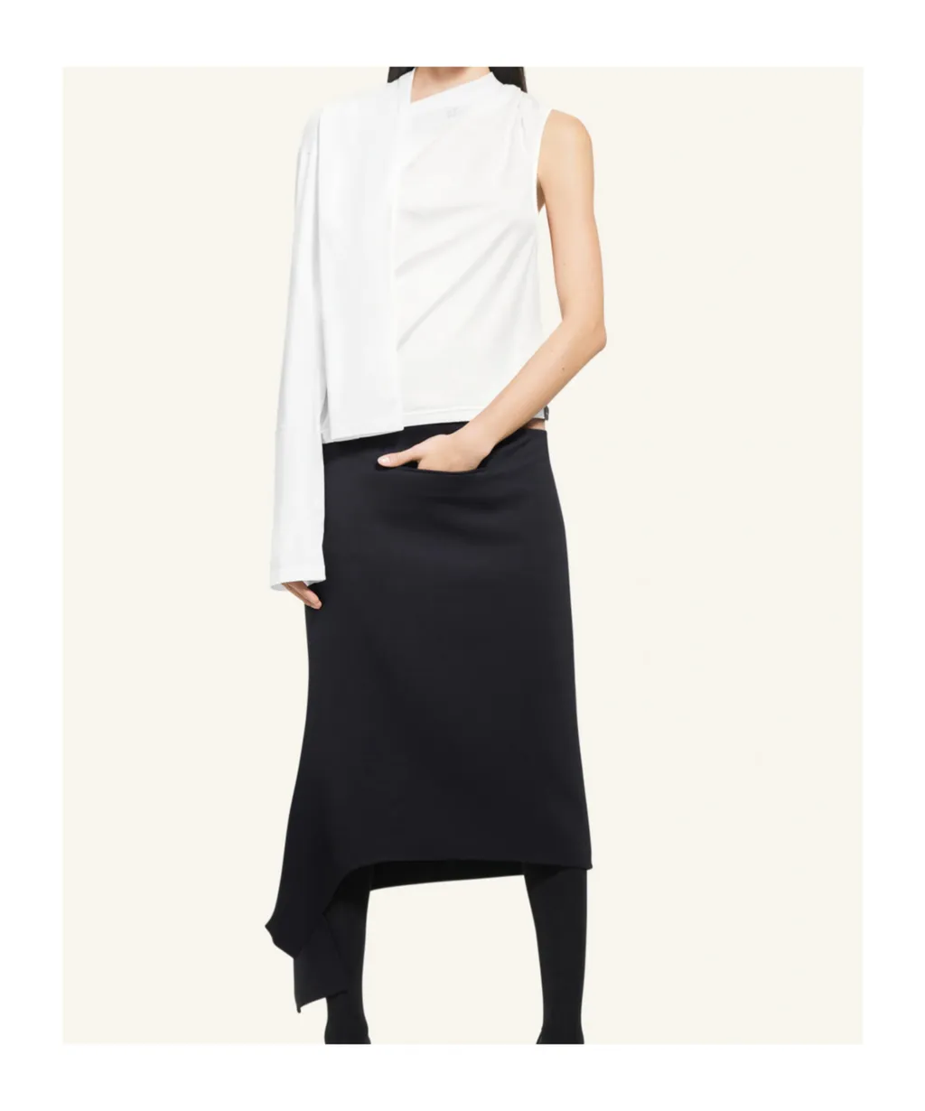 Asymmetric Off-Shoulder Draped T-Shirt
