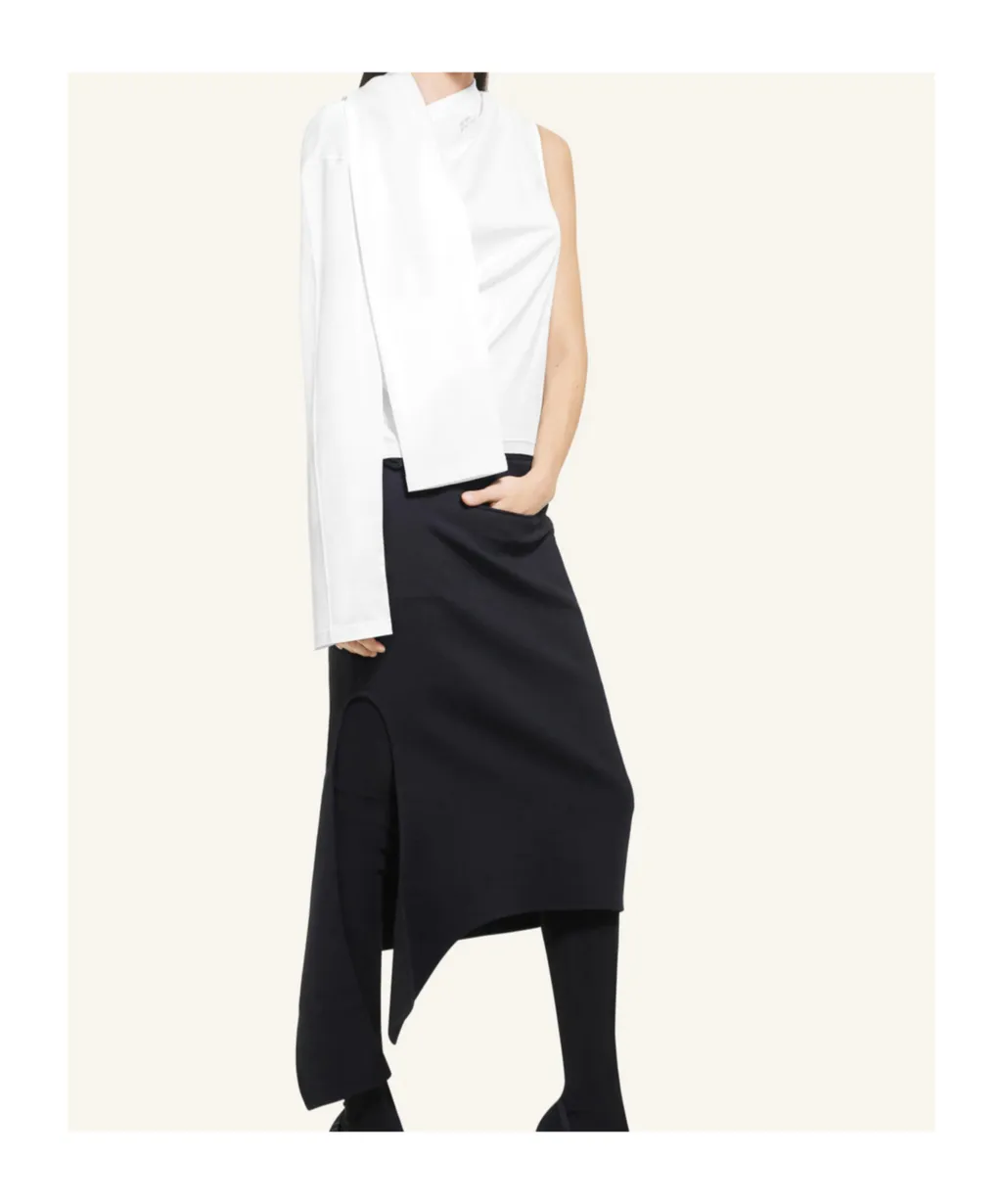 Asymmetric Off-Shoulder Draped T-Shirt