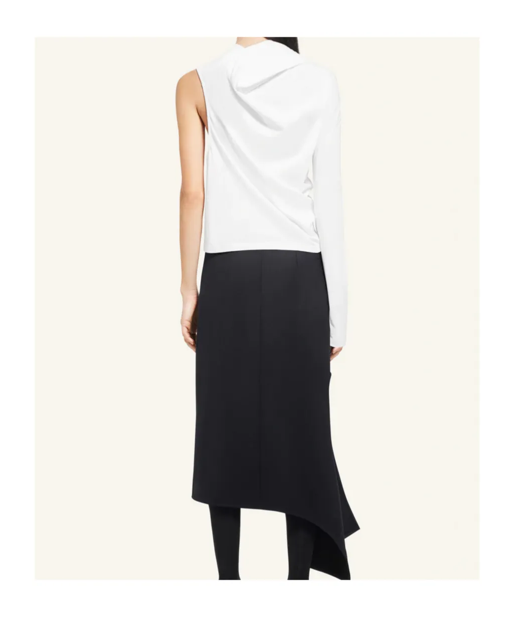 Asymmetric Off-Shoulder Draped T-Shirt