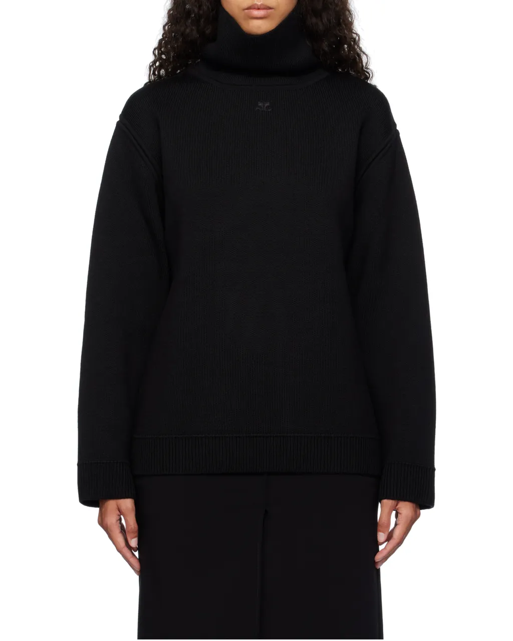Oversized Mock-Neck Knitted Jumper