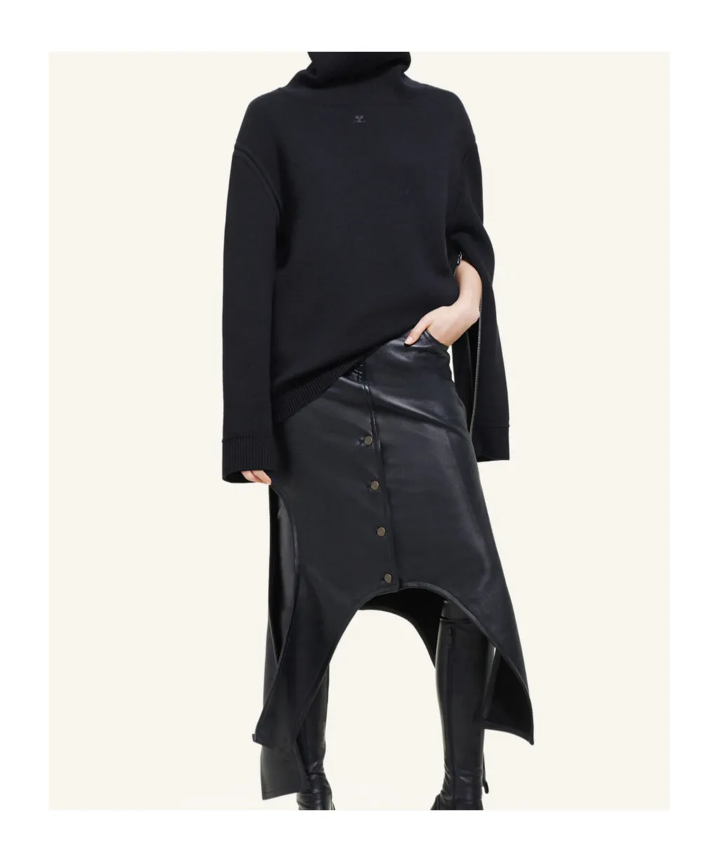 Oversized Mock-Neck Knitted Jumper