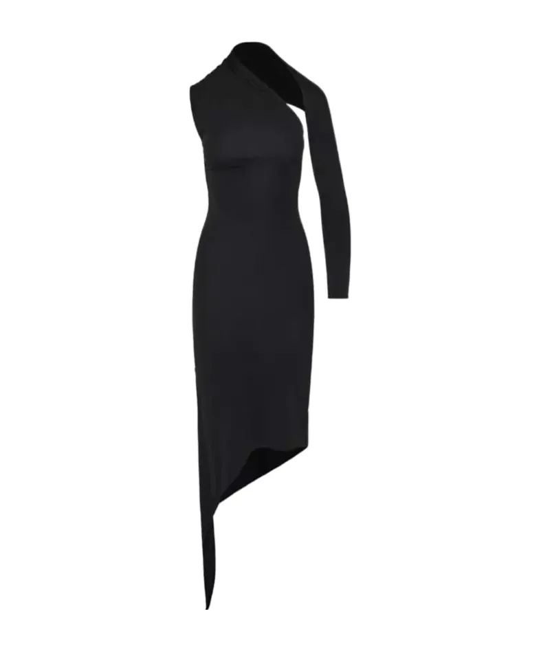 Long Slash Crepe Dress