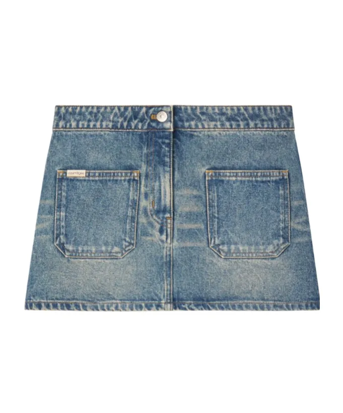 Logo-Embroidered Denim Mini Skirt