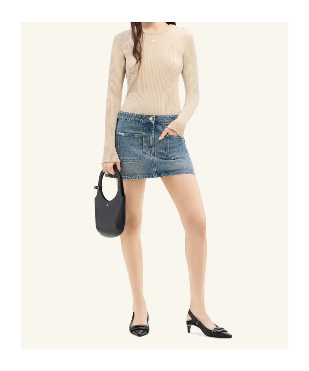 Logo-Embroidered Denim Mini Skirt
