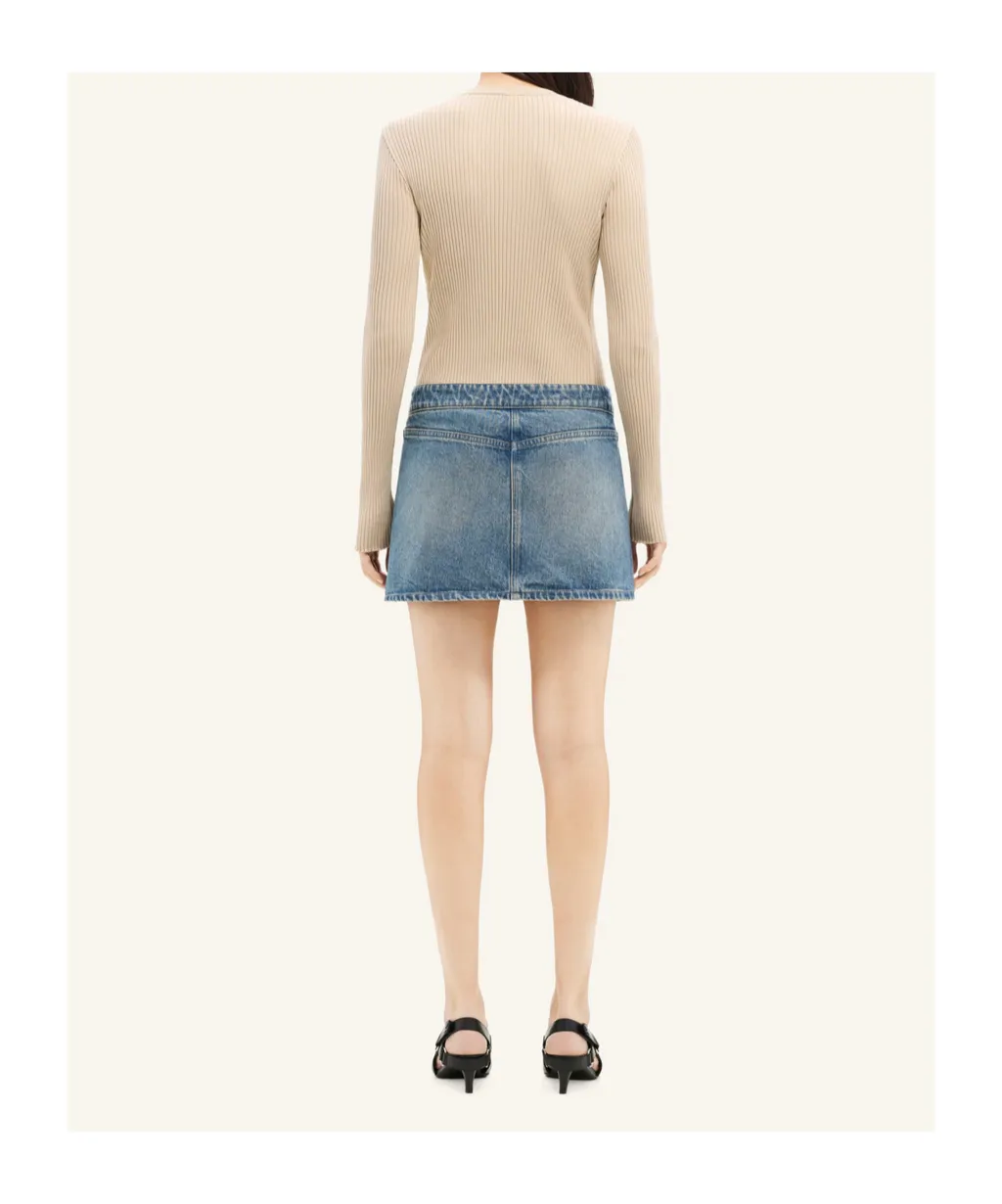 Logo-Embroidered Denim Mini Skirt