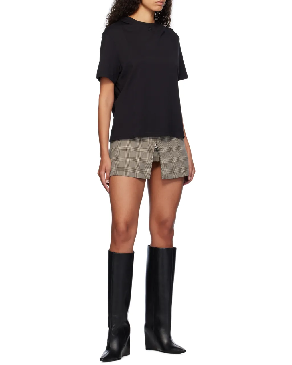 Mid-Rise A-Line Checked Mini Skirt