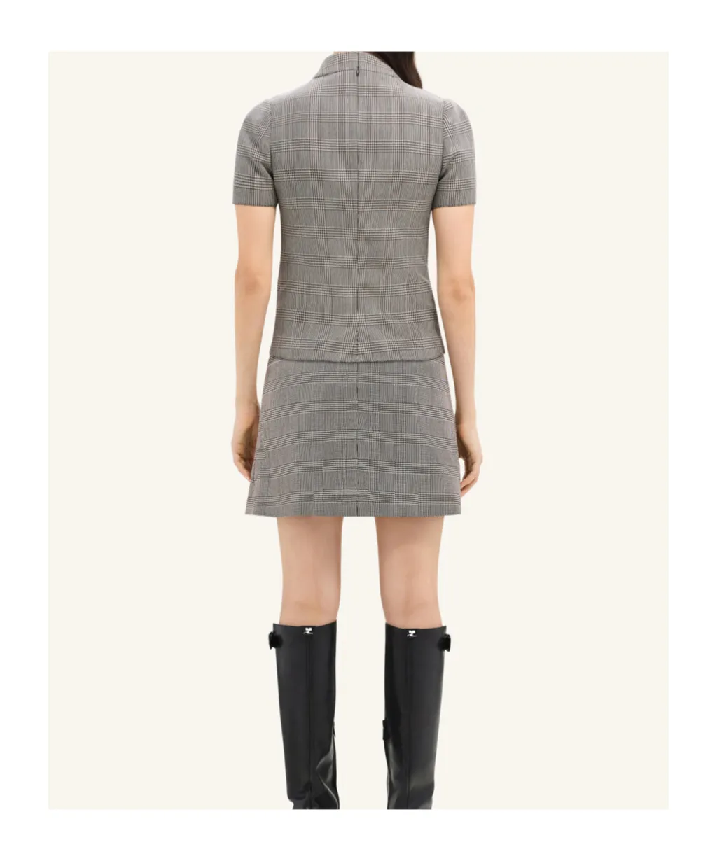 Mid-Rise A-Line Checked Mini Skirt