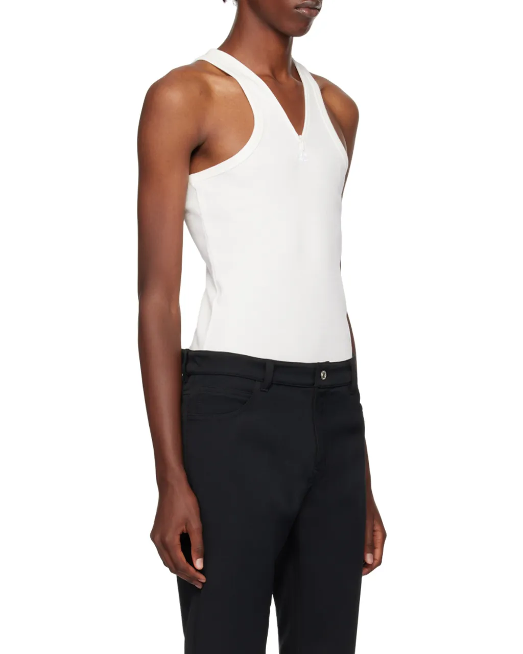 Logo-Embroidered V-Neck Top
