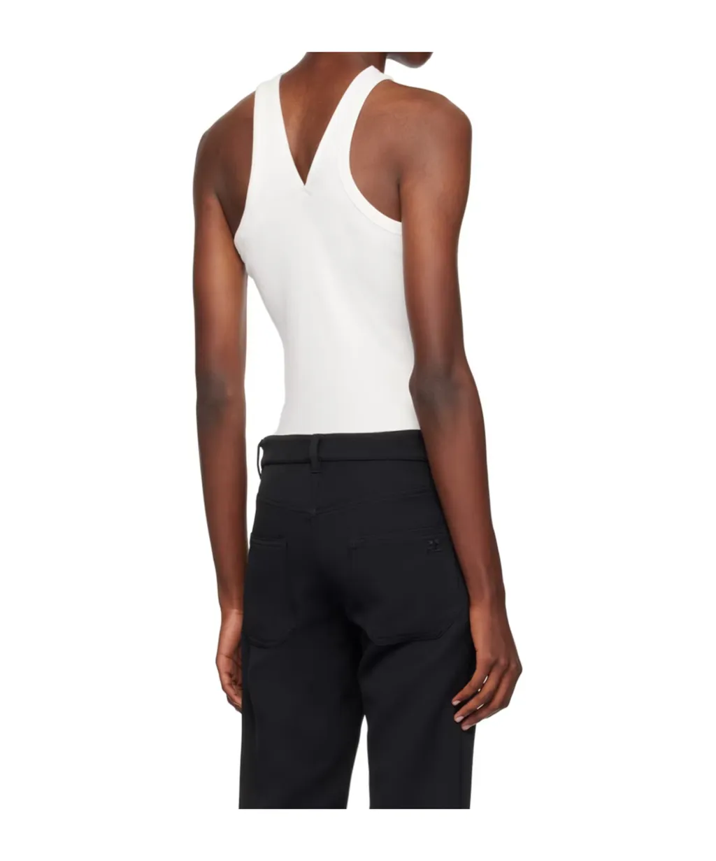 Logo-Embroidered V-Neck Top