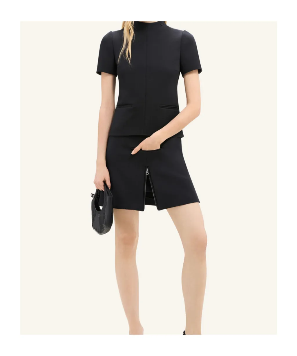 Mid-Rise Zip-Detailed Twill Mini Skirt