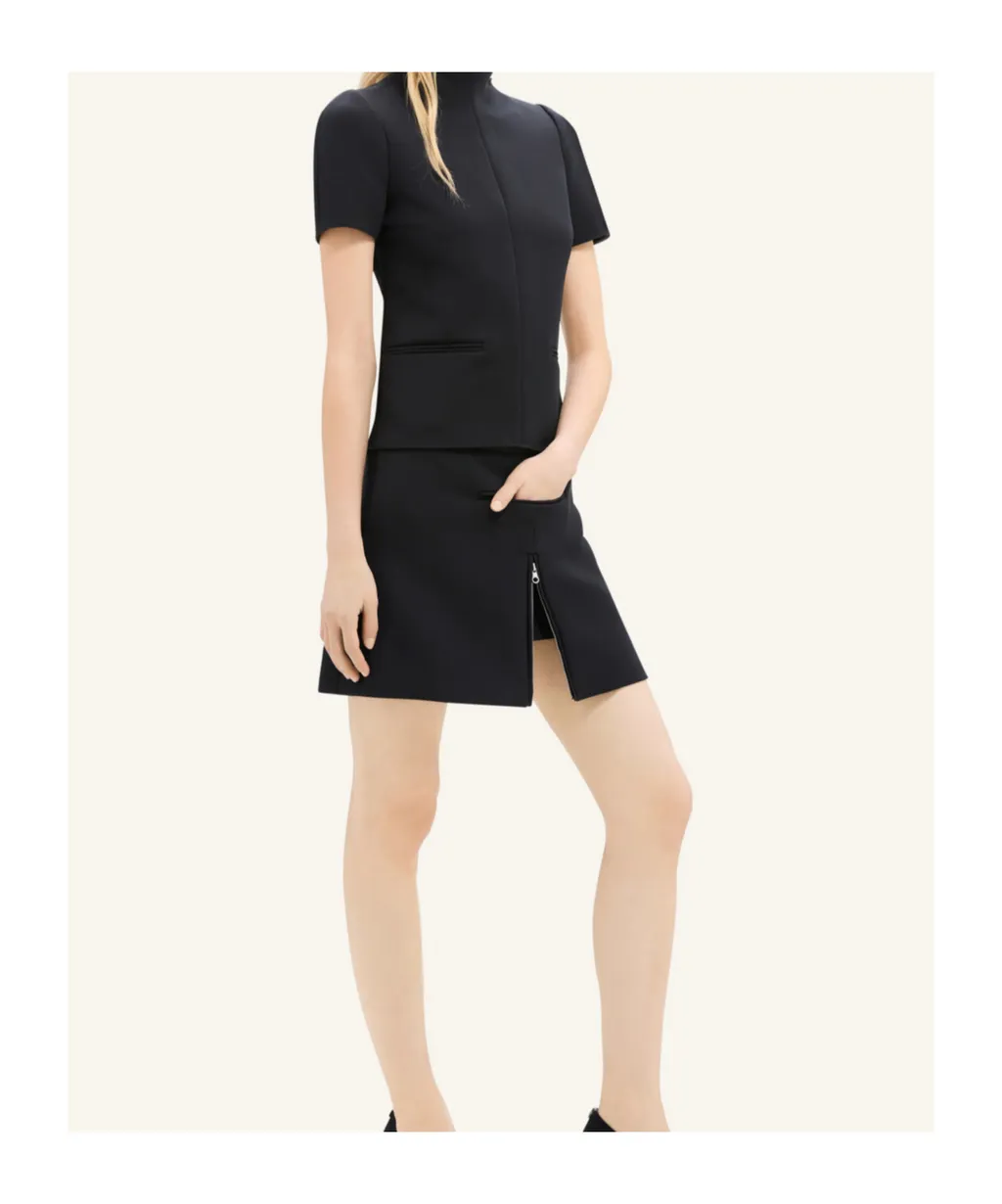 Mid-Rise Zip-Detailed Twill Mini Skirt