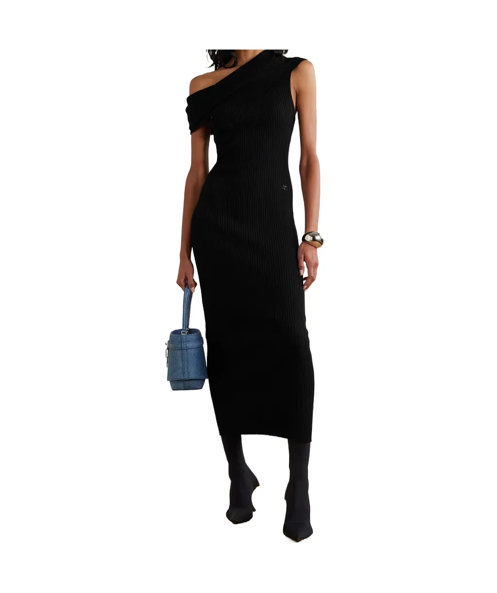 Twist Rib-Knit Long Dress