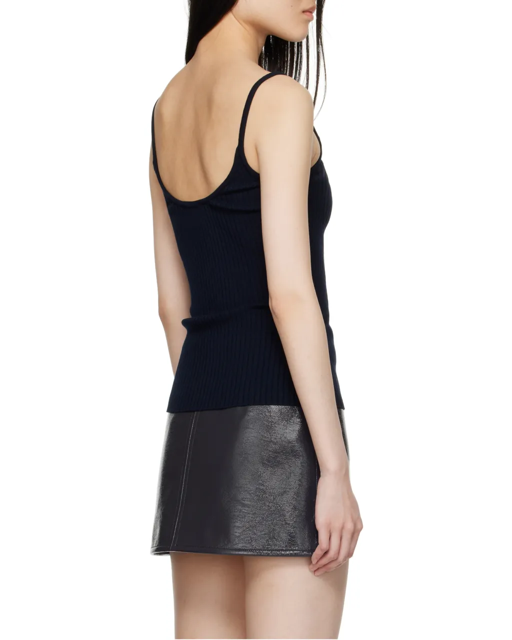 Logo Embroidered Ribbed Sleeveless Top