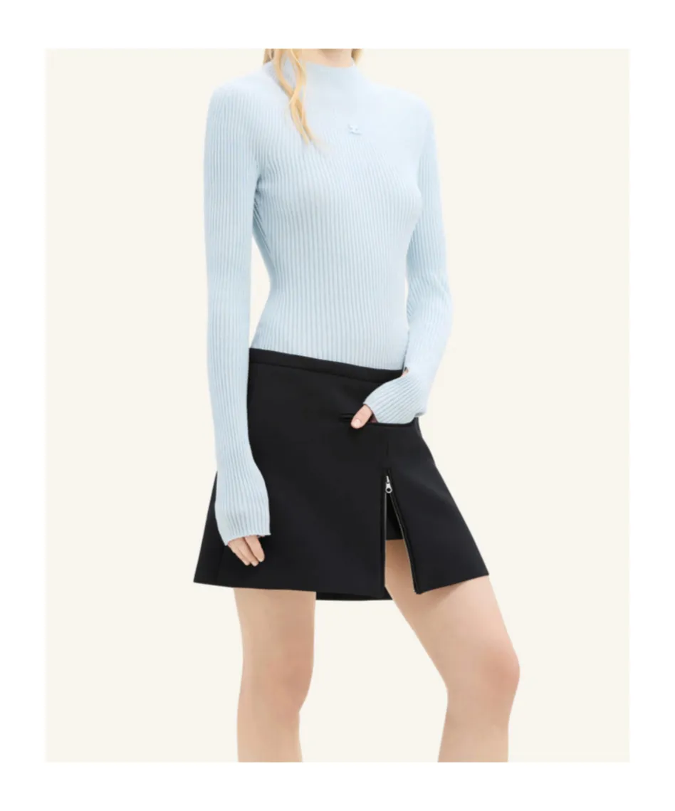 Engineered Light Rib Mock Neck Jumper