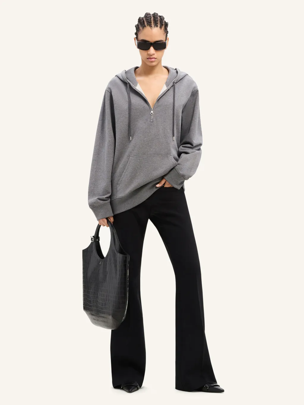 Zip Detailed Drawstring Hoodie