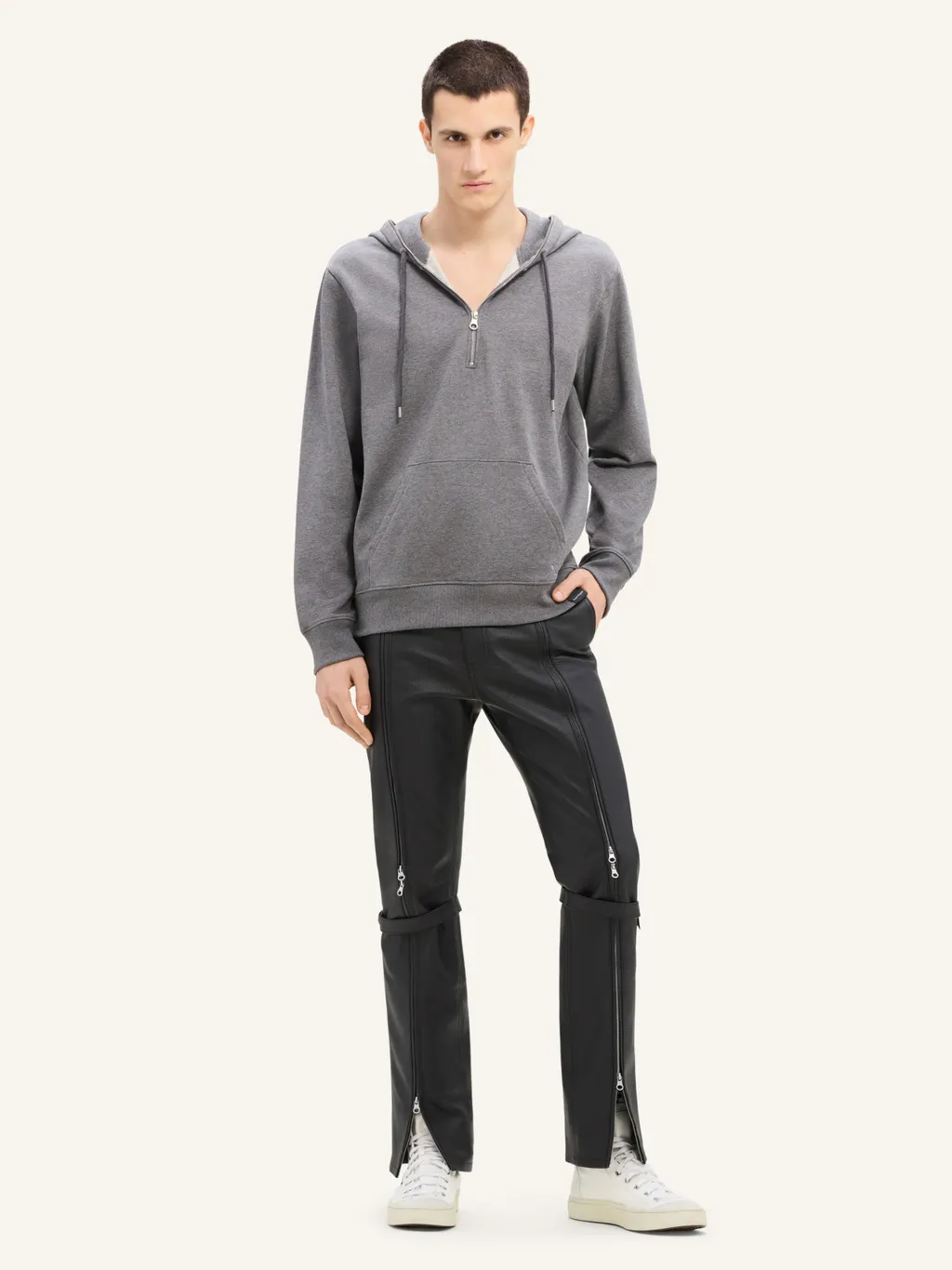 Zip Detailed Drawstring Hoodie