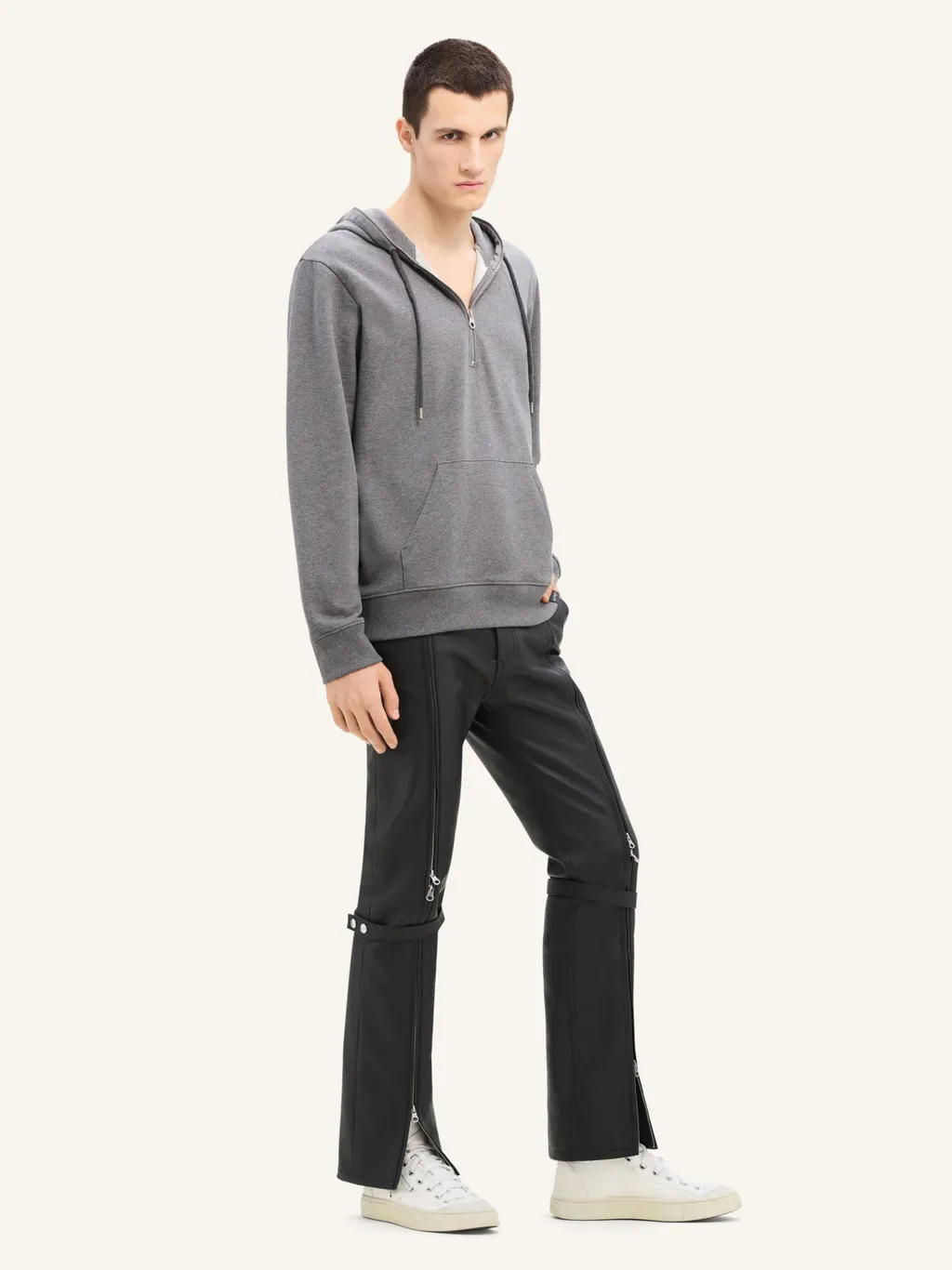 Zip Detailed Drawstring Hoodie