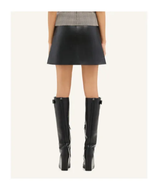 Zip-Detail Leather Miniskirt