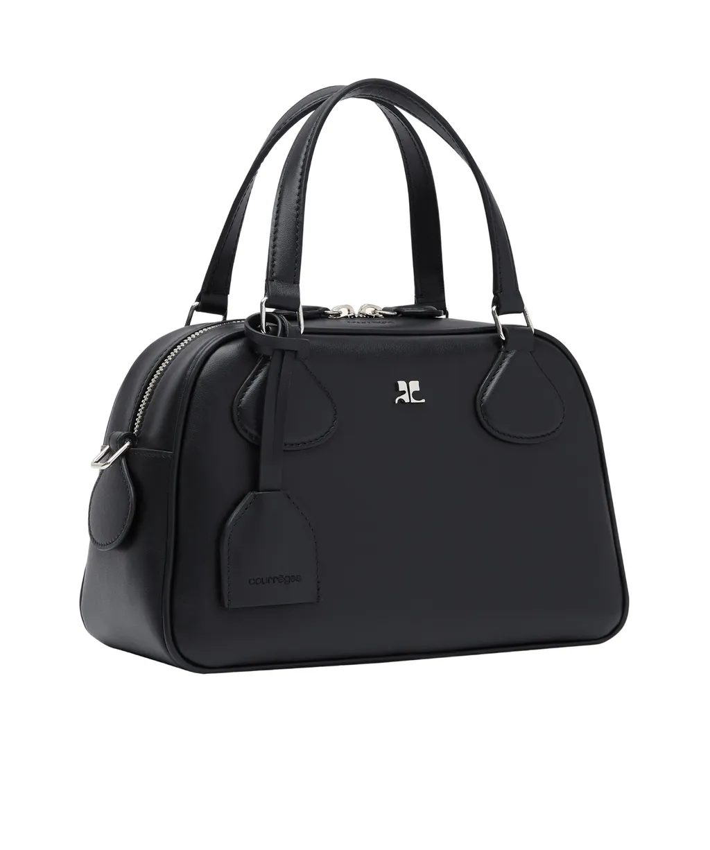 Logo Plaque Leather Bowling Bag