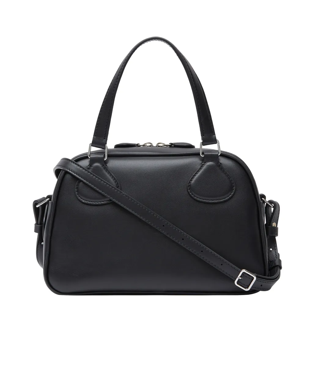 Logo Plaque Leather Bowling Bag