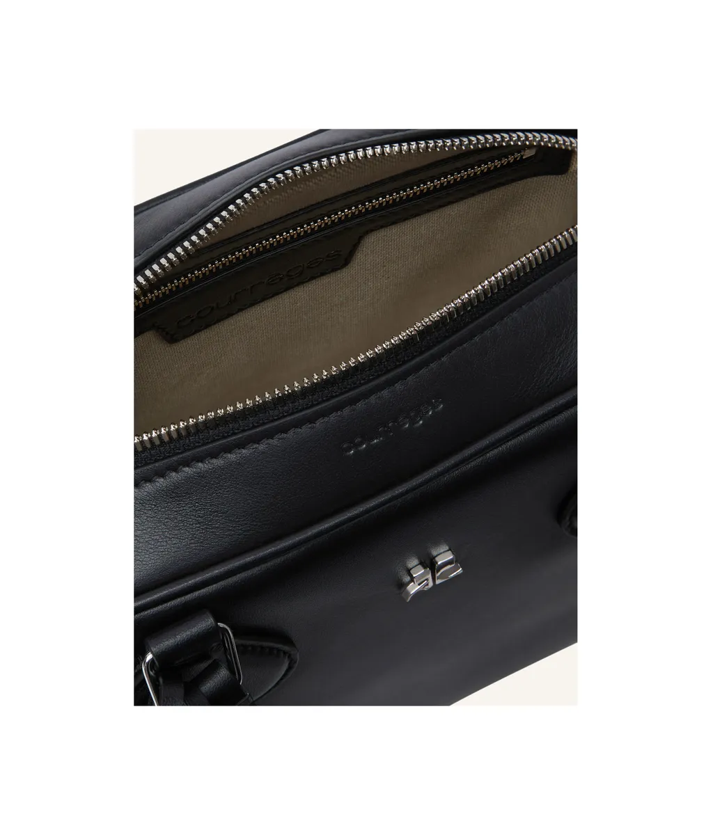 Logo Plaque Leather Bowling Bag