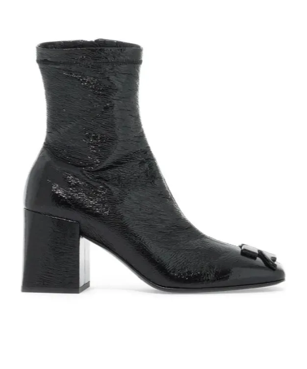 Zip Detailed Square Toe Ankle Boots