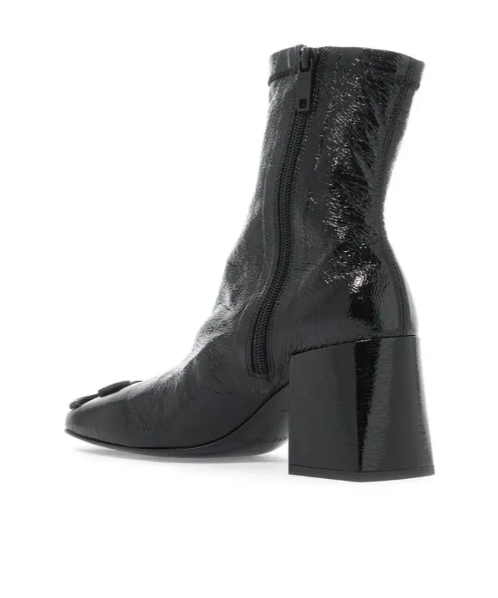 Zip Detailed Square Toe Ankle Boots