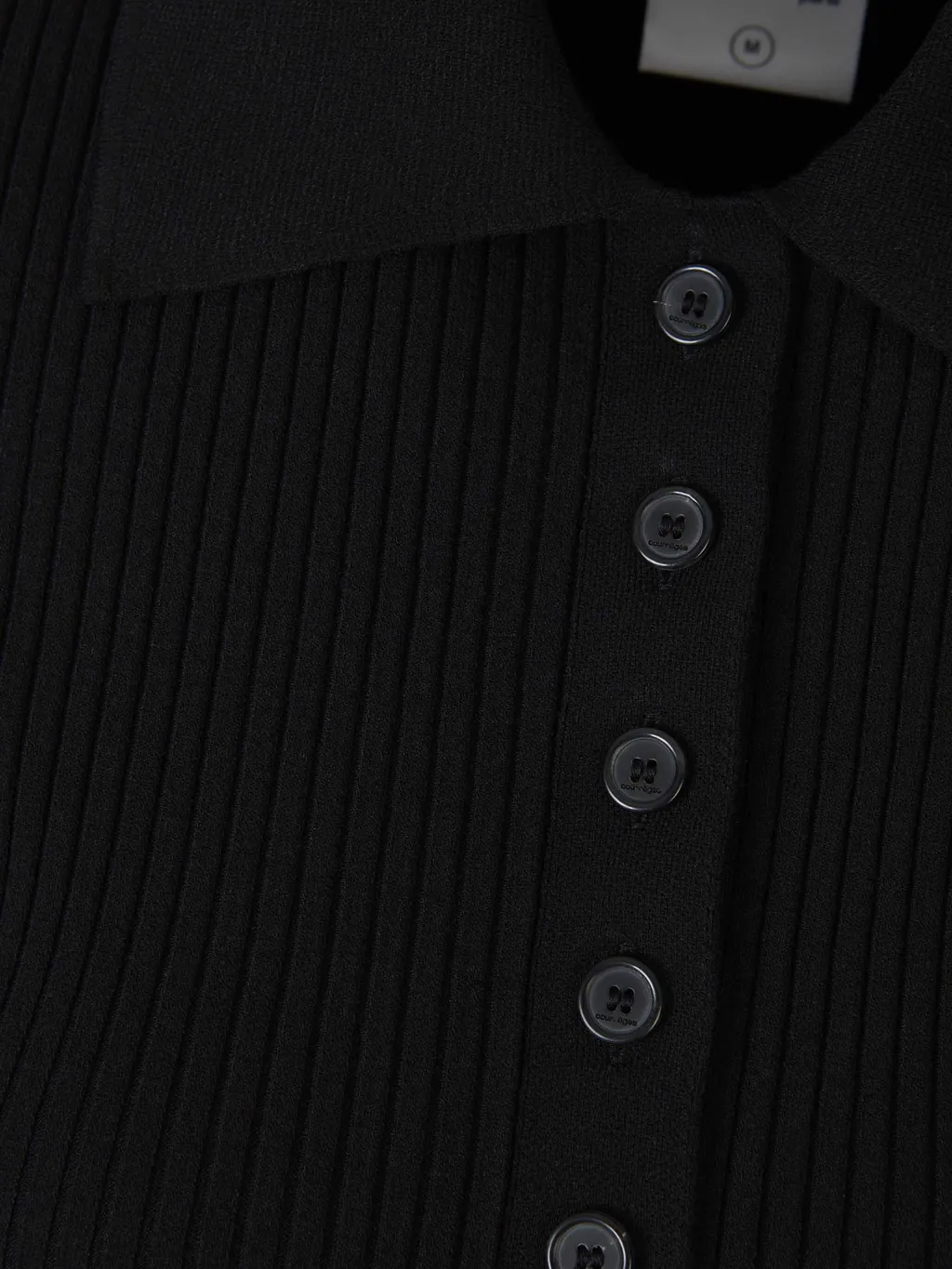 Logo Patch Button Detailed Ribbed Polo Top