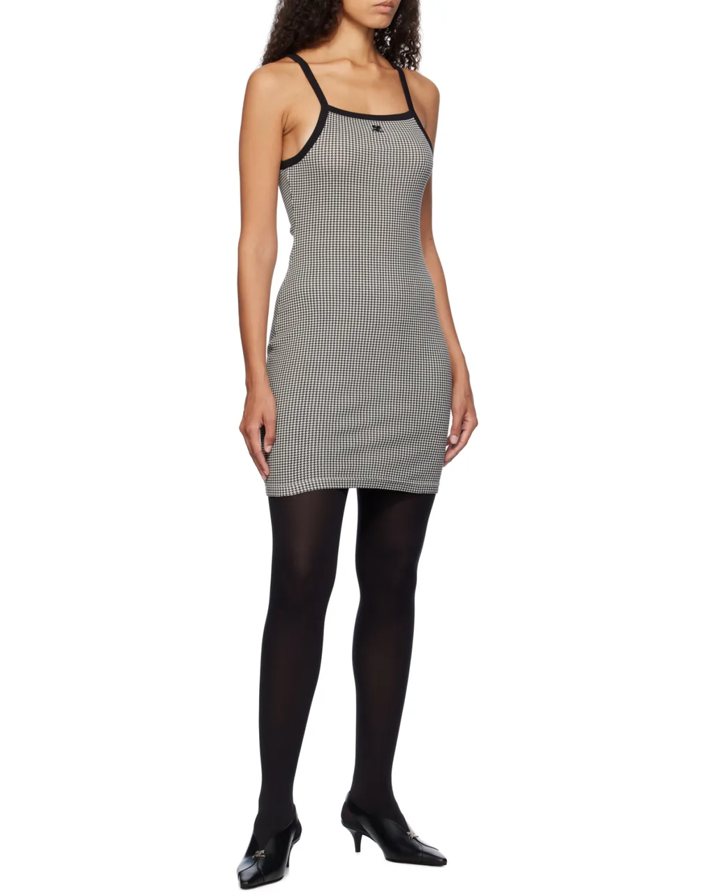 Houndstooth-Pattern Straight Hem Mini Dress